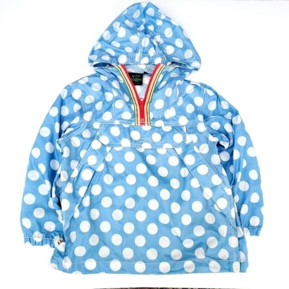 Mini Boden Blue Jacket Nylon Pullover 3-4Y Raincoat Spring Windbreaker - Picture 1 of 5